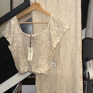 Cream Lace Women Two-Piece Set